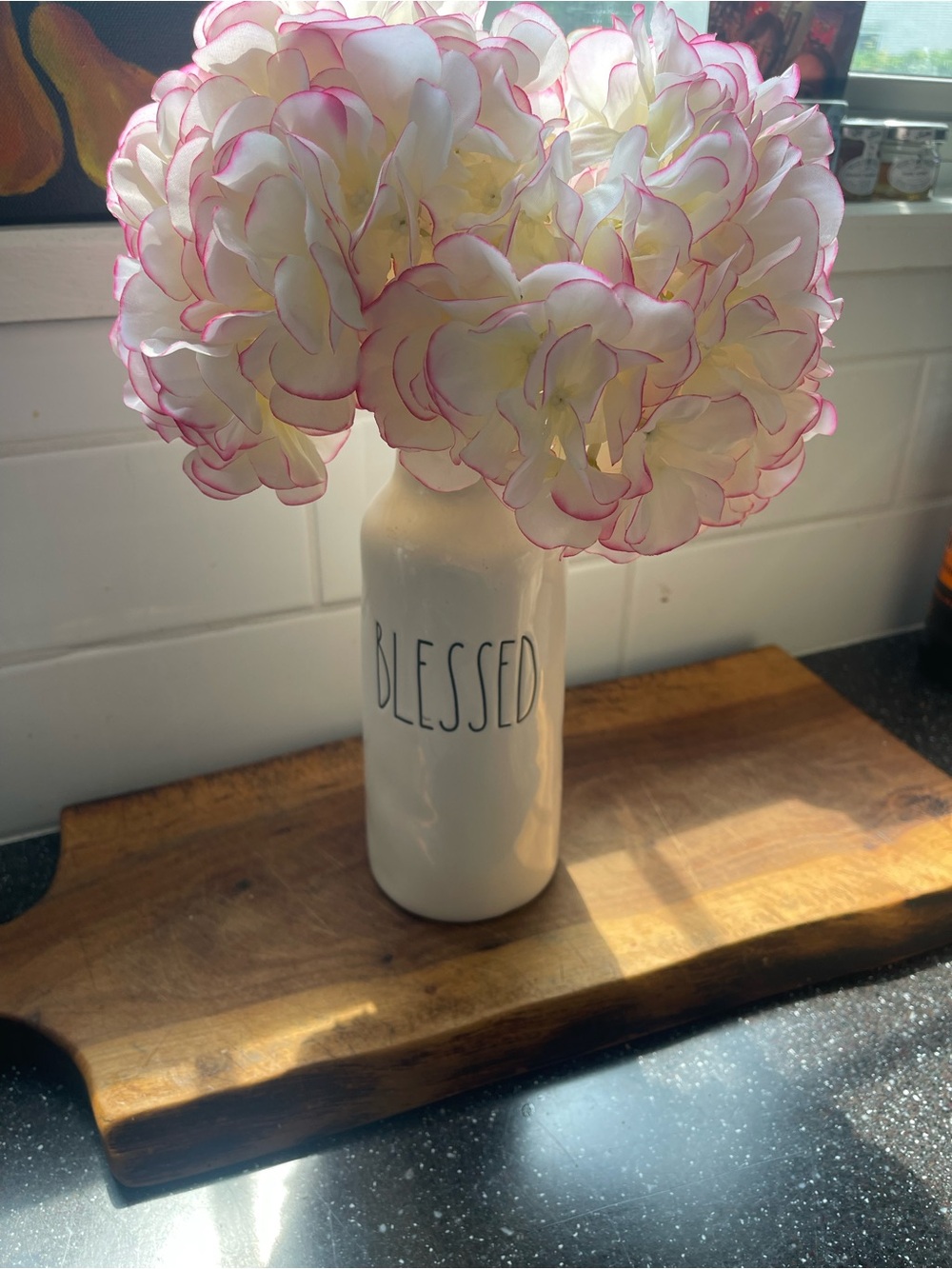 Rae Dunn Blessed White Ceramic Bottle Vase